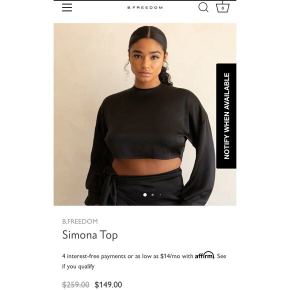 NWT! B. Freedom Satin Long Sleeve Simona Top - Size Medium - Picture 9 of 9